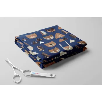 Fleece antipilling, Lišky a medvědi Barva: Jeans modrá