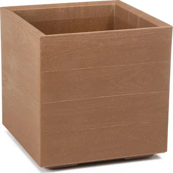 Květináč Plastový květináč Karo eco wood deska 400x400 mm, přírodní dřevo (123865 007 LA884 KARO natur 400x400ECO)