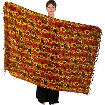 Šátek Sarong / pareo / plážový šátek Sibyl – červený-žlutý, Sittar.cz