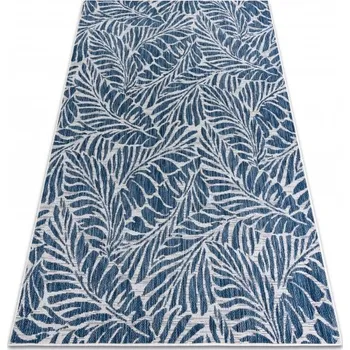Koberec Makro Abra Kusový koberec Sisalový SION 22151 tkaný na plocho listí modrý ecru Rozměr: 80x150 cm