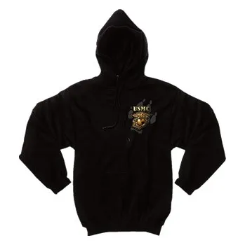 Pánská mikina Mikina USMC BULLDOG s kapucí ČERNÁ S - Není skladem