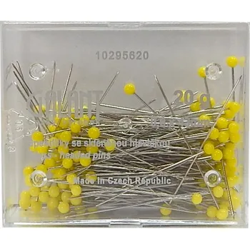 Špendlíky se žlutou skleněnou hlavou 0,6x43mm