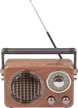 Radiopřijímač MK-612 přenosné dobíjecí retro rádio hnědé
