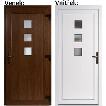 Vchodové dveře Plastové vchodové dveře Soft Ella, Zlatý dub/bílá, 100x210 cm, pravé, otevírání VEN