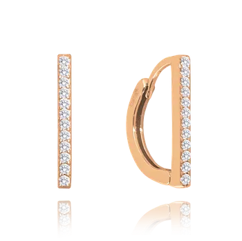 Náušnice MINET Rose gold decentní stříbrné náušnice s bílými zirkony