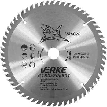 Příslušenství k pile VERKE Pilový kotouč s SK plátky 180x20mm 60 zubů + redukce 12,7/16mm