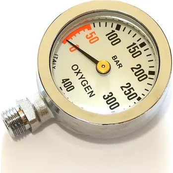 Happy Divers Manometr 400 bar, chrom, bílý ciferník