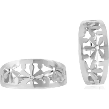 Náušnice GEMMAX Elegantní náušnice polokroužky z bílého zlata s prořezávaným květinovým vzorem – zlatý šperk ryzosti 585/1000 v Dárkovém balení s Certifikátem GLEWN-33681