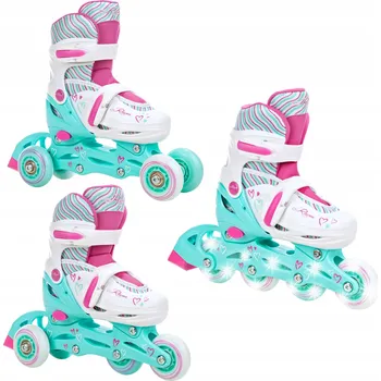 Kolečkové brusle Brusle 3v1 Raven Loret MINT/PINK svítící kola LED Velikost bruslí: EU 30-33
