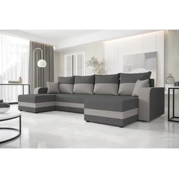 Sedací souprava Moderní rohová sedačka do U s opěrkami HORTENZIE - šedá / světle šedá