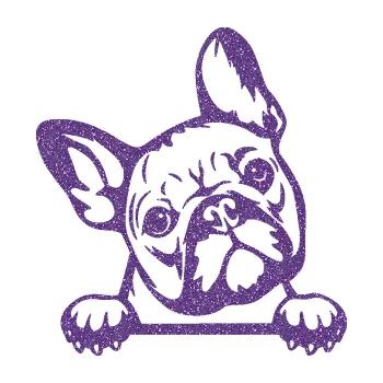 Polep vozidla SAMOLEPKA Pes 184 pravá francouzský buldoček (87 - Ultra Metalic fialová) NA AUTO, NÁLEPKA, FÓLIE, POLEP, TUNING, VLASTNÍ TEXT, TISK, AUTOSAMOLEPKY.cz, POLEPY, OBRÁZEK, LOGO, SAMOLEPKY