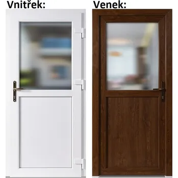 Vchodové dveře Venkovní vchodové dveře Soft 1/2 sklo zlatý dub/bílá 88x198 cm, pravé