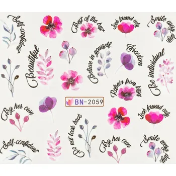 Lak na nehty BIO NAILS Vodolepka BN-2059 květy a nápisy