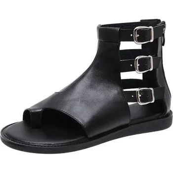 Dámské sandále Rímske sandále letné gladiátorky s opaskami a uzavretou pätou Barva: Černá, Velikost: 36