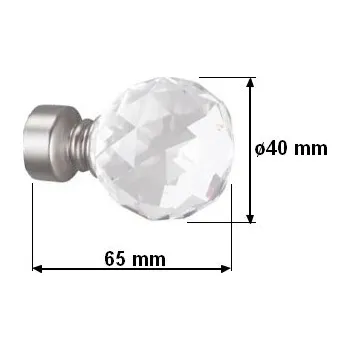 Koncovka pro tyč 19mm Koule Crystal - satina