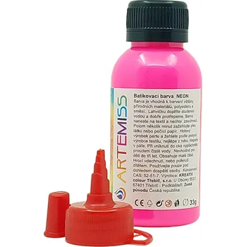 Speciální výtvarná barva ARTEMISS Zažehlovací batika NEON Vyberte velikost: 33g (100ml), Vyberte odstín: 74 neon červená