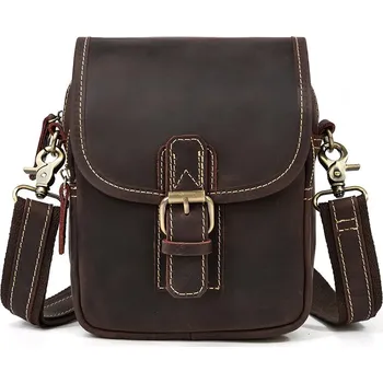 Multifunkční pánská baaška messenger bag přírodní kůže Barva (Varianta): tmavě hnědá 2