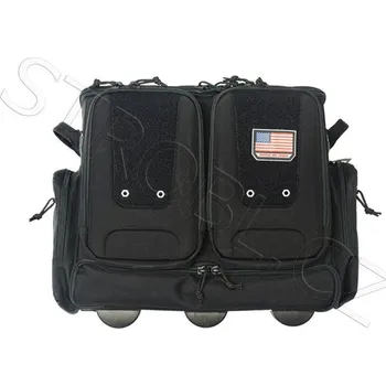 Příslušenství pro sportovní střelbu Taktická střelecká taška IPSC na kolečkách pro 10 krátkých zbraní - černá