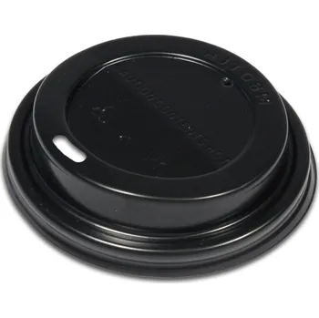 Jednorázové nádobí Plastové víčko černé pro teplé nápoje ? 80 mm (100 ks)