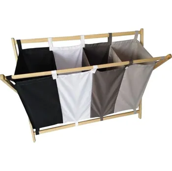 Koš na tříděné špinavé prádlo látkový s dřevěným rámem, 172 L, 98,5x40x72 cm