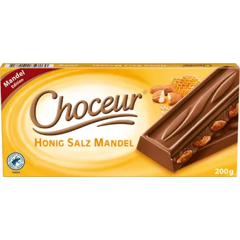 Čokoláda Choceur MLÉČNÁ ČOKOLÁDA SE SLANÝMI MANDLEMI a medem 200G