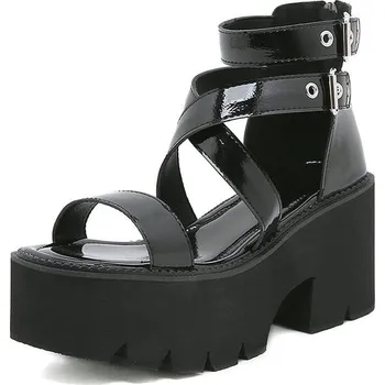 Dámské sandále Páskové sandály na masivní platformě Barva: Černá, Velikost: 42