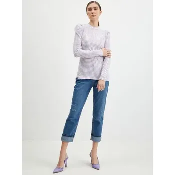 Dámské oblečení Světle fialový dámský lehký kostkovaný svetr