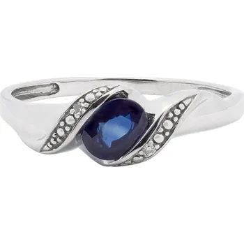 Prsten Zlatý prsten se safírem a brilianty KR05853573214