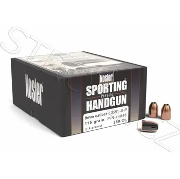 Příslušenství pro sportovní střelbu Střely Nosler Sporting Handgun 9mm, dia .355, 115grs JHP