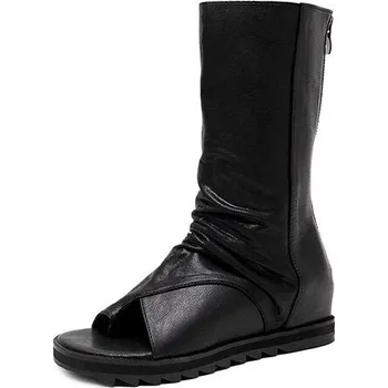 Dámské sandále Vysoké římské sandály na zip GoodDayGirl Fashion Barva: Černá, Velikost: 37