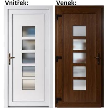 Vchodové dveře Plastové vchodové dveře Soft Lucy, Zlatý dub/bílá, 100x210 cm, levé, otevírání VEN