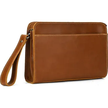 Pánská kabelka typu clutch 100% pravá kůže Barva (Varianta): Design1 světle hnědá