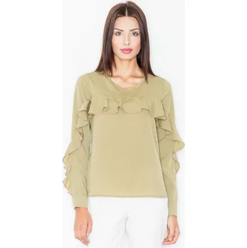 Dámská halenka Halenka s volánkem M466 FIGL Barva: Olivová, Velikost: S