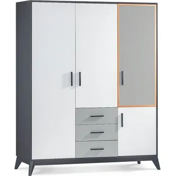 Šatní skříň Čtyřdveřová šatní skříň Thor - béžová/bílá/černá