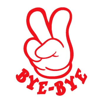 Polep vozidla SAMOLEPKA Bye Bye 001 levá ujedu ti (10 - červená) NA AUTO, NÁLEPKA, FÓLIE, POLEP, TUNING, VLASTNÍ TEXT, TISK, AUTOSAMOLEPKY.cz, POLEPY, OBRÁZEK, LOGO, SAMOLEPKY