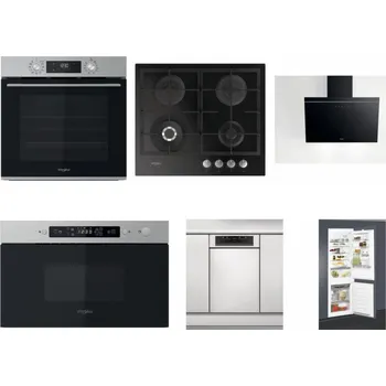 Set domácích spotřebičů WHIRLPOOL OMK58CU1SX + WHIRLPOOL GOFL 629/NB + WHIRLPOOL AKR 62F LT K + WHIRLPOOL MBNA910X + WHIRLPOOL WSBO 3O34 PF X + WHIRLPOOL ART 65031