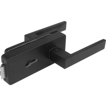 Dveřní kování MPK - UNIQUE R8 - ZÁMEK na sklo s klikou PINA - PZ kování na sklo PZ otvor BS - Černá matná