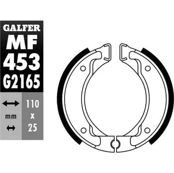 Brzdová čelist GALFER brzdové čelisti - pakny zadní YAMAHA BREEZE 50 95-, BWS 50 91-95, BWS 65 88-95, DT 50 94-03, DT 80 81-92, JOG 50 88-92, WHY 50 98-, JOG 90 90-, YFM 80/100 87-88, ADLY CAT 20/100/125 06-, JET 50/100 06- (GALFER brzdové čelisti - pakny zadní YAMAHA)