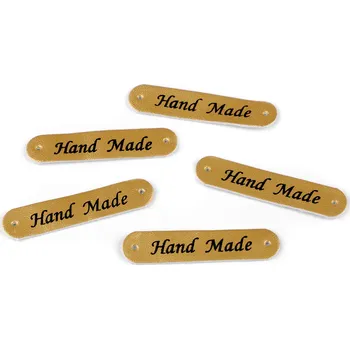 Štítek hand made 10x48mm zlatý (Nášivka hand made zlatá)