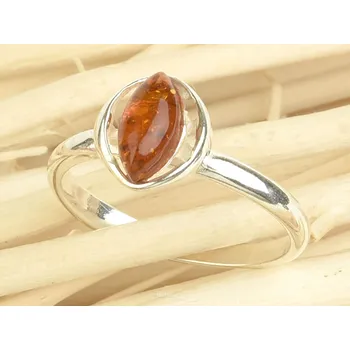 Prsten Stříbrný prsten s medovým jantarem Ag 925/1000 vel.50 1,6g