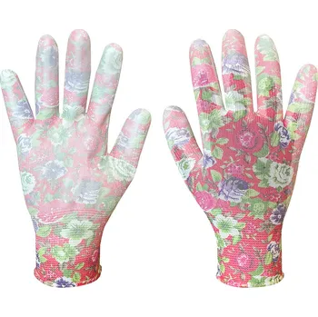 Dílna VERTO Zahradní rukavice potažené PU, vzor růže, velikost 9" Velikost: 8