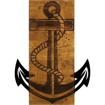 Nástěnná dřevěná dekorace ANCHOR hnědá/černá