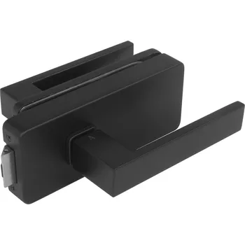 Nábytkové kování MPK - UNIQUE R8 - ZÁMEK na sklo s klikou PINA - bez otvoru přední kování na sklo bez otvoru přední BS - Černá matná