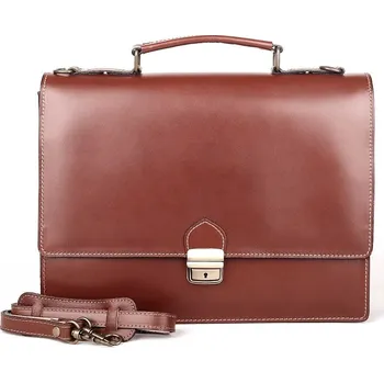 Kabelka Velká hnědá hladká kožená aktovka Vera Pelle no. 7003