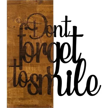 Nástěnná dřevěná dekorace SMILE hnědá/černá