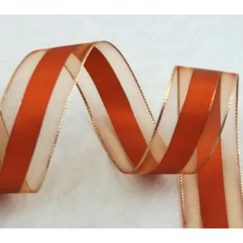 Stuha Stuha se třpytivým lemem - oranžová 25mm - 1m