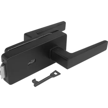 Nábytkové kování MPK - UNIQUE R8 - ZÁMEK na sklo s klikou ERICA - BBQ kování na sklo BBQ otvor BS - Černá matná