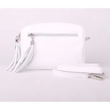 Kabelka Malá bílá kožená crossbody kabelka Vera Pelle no. 76