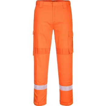 montérky PORTWEST BIZFLAME PLUS FR401 / Nehořlavé reflexní strečové kalhoty, antistatické - oranžová XXXL