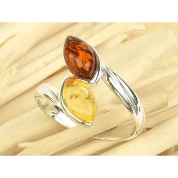 Prsten Prsten s jantarem medový a žlutý Ag 925/1000